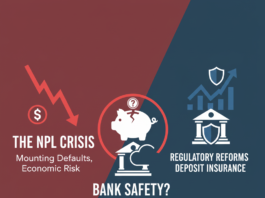 Infographic showing Non-Performing Loan (NPL) ratios of merged banks and capital adequacy of top-tier private banks in Bangladesh 2026.
