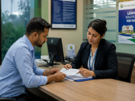 Personal Loan Interest Rate Comparison in Bangladesh Banks Customer discussing personal loan interest rates with bank officer in Bangladesh
